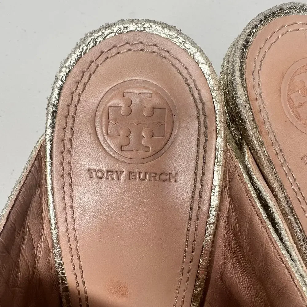 Tory Burch Brida Metallic Mule Sandals Size 8.5